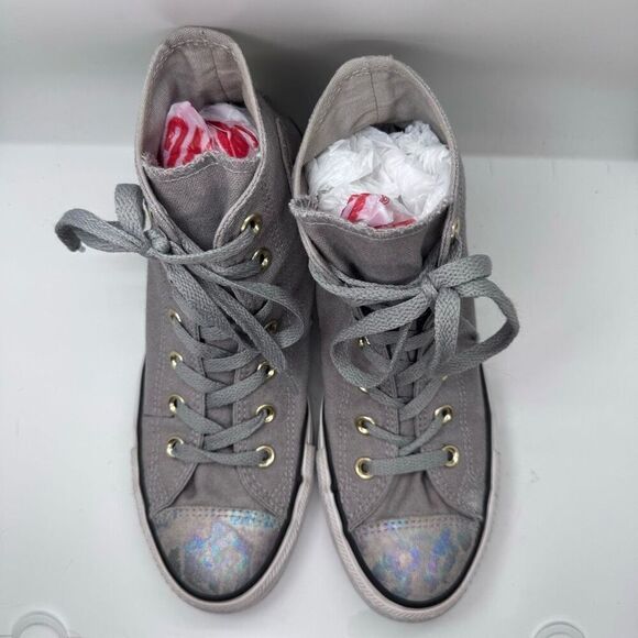 Converse Women's Chuck Taylor All Star Oil Slick Toe Cap Hi-Top Trainers - Picture 8 of 13